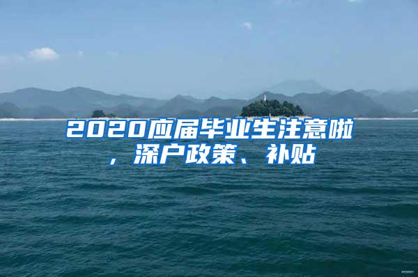 2020应届毕业生注意啦,深户政策、补贴