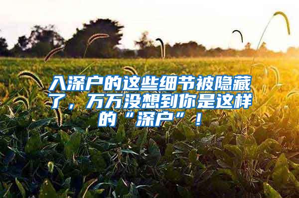 入深户的这些细节被隐藏了,万万没想到你是这样的“深户”!