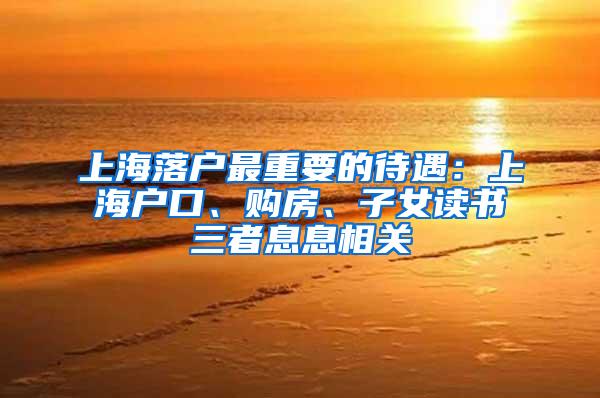 上海落户最重要的待遇：上海户口、购房、子女读书三者息息相关
