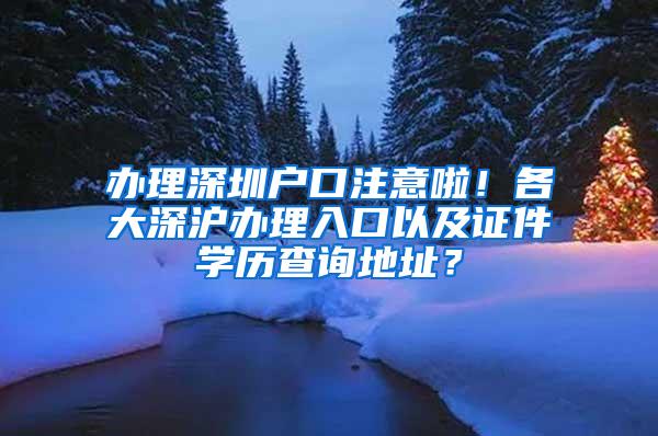 办理深圳户口注意啦!各大深沪办理入口以及证件学历查询地址?