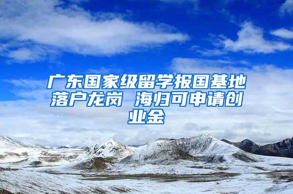 广东国家级留学报国基地落户龙岗 海归可申请创业金