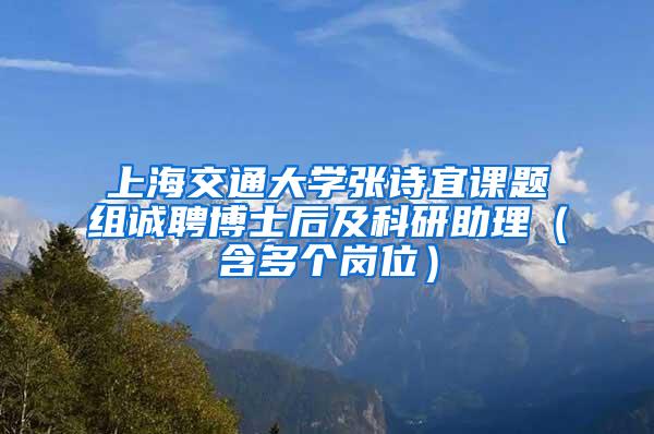 上海交通大学张诗宜课题组诚聘博士后及科研助理（含多个岗位）