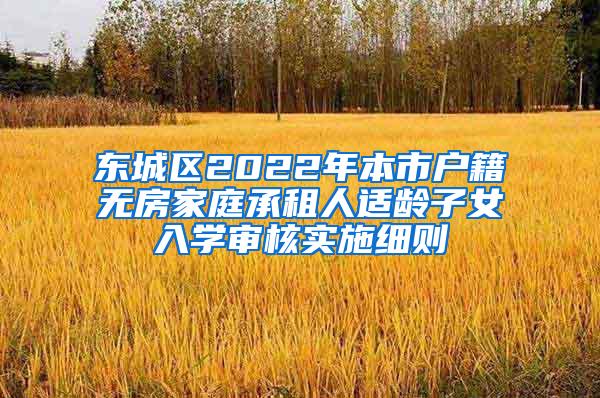 东城区2022年本市户籍无房家庭承租人适龄子女入学审核实施细则