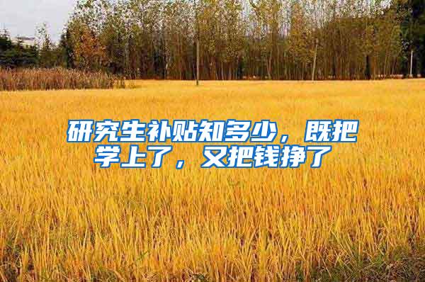 研究生补贴知多少，既把学上了，又把钱挣了