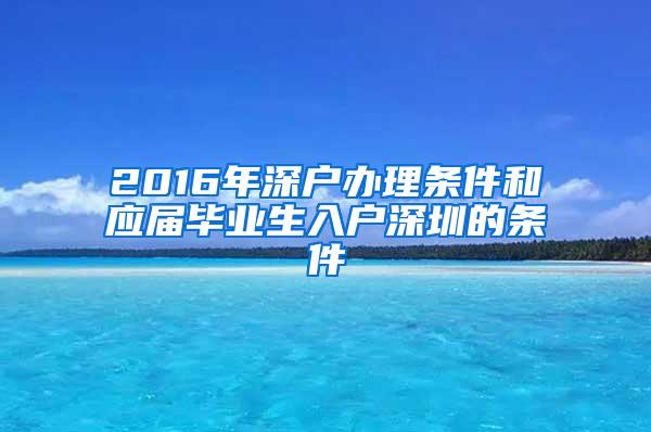 2016年深户办理条件和应届毕业生入户深圳的条件