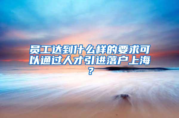 员工达到什么样的要求可以通过人才引进落户上海?