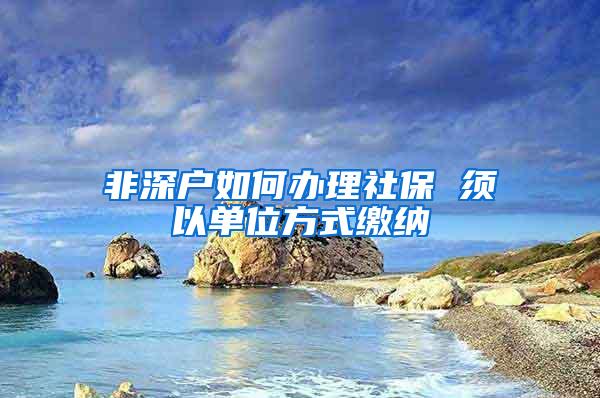 非深户如何办理社保 须以单位方式缴纳