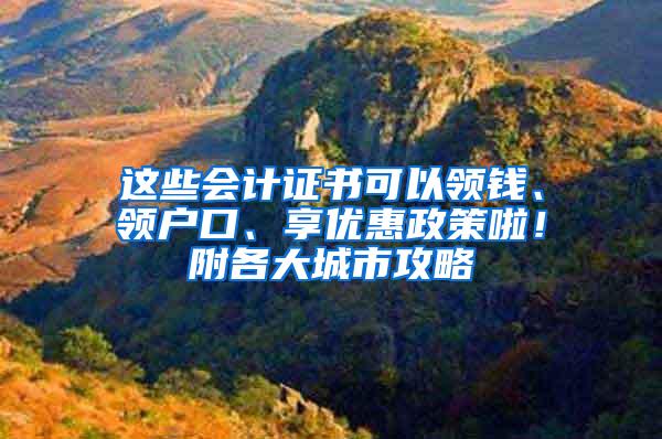 这些会计证书可以领钱、领户口、享优惠政策啦！附各大城市攻略