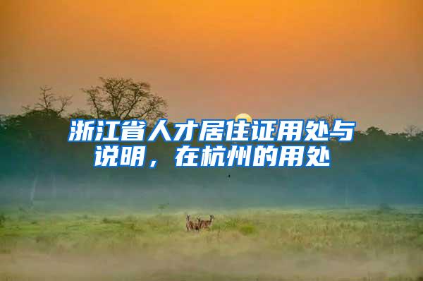 浙江省人才居住证用处与说明,在杭州的用处
