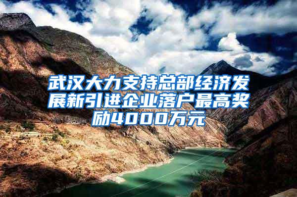 武汉大力支持总部经济发展新引进企业落户最高奖励4000万元