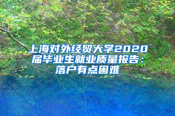 上海对外经贸大学2020届毕业生就业质量报告:落户有点困难