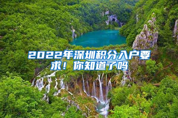2022年深圳积分入户要求!你知道了吗