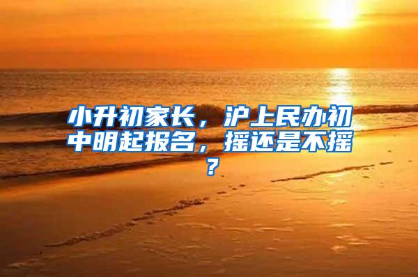 小升初家长，沪上民办初中明起报名，摇还是不摇？