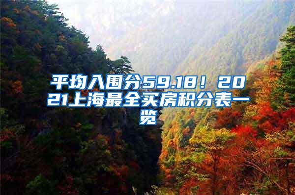 平均入围分59.18！2021上海最全买房积分表一览