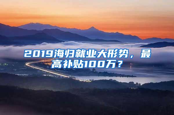 2019海归就业大形势，最高补贴100万？