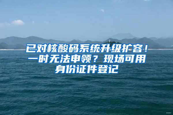 已对核酸码系统升级扩容!一时无法申领?现场可用身份证件登记