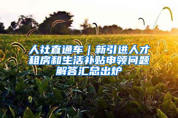人社直通车｜新引进人才租房和生活补贴申领问题解答汇总出炉