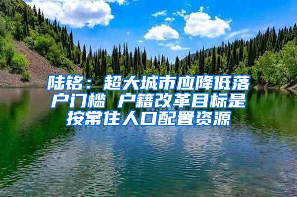 陆铭：超大城市应降低落户门槛 户籍改革目标是按常住人口配置资源
