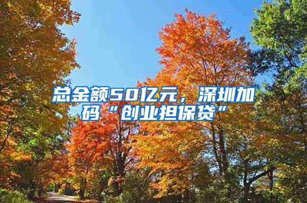 总金额50亿元,深圳加码“创业担保贷”
