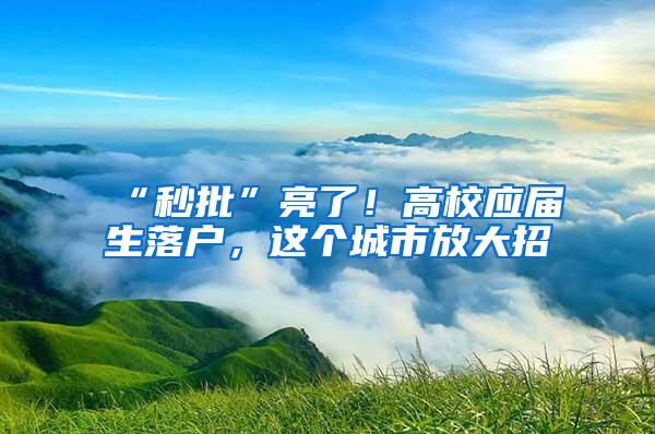 “秒批”亮了！高校应届生落户，这个城市放大招