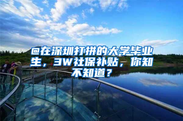@在深圳打拼的大学毕业生,3W社保补贴,你知不知道?