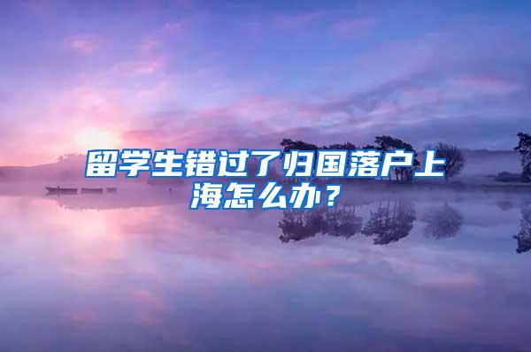 留学生错过了归国落户上海怎么办?