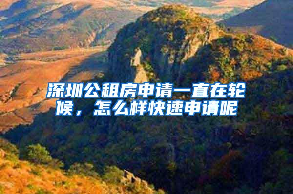 深圳公租房申请一直在轮候,怎么样快速申请呢