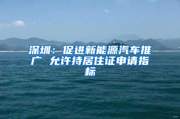 深圳：促进新能源汽车推广 允许持居住证申请指标