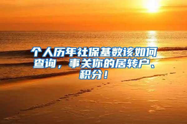 个人历年社保基数该如何查询,事关你的居转户、积分!