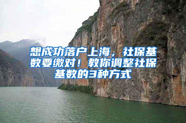 想成功落户上海，社保基数要缴对！教你调整社保基数的3种方式