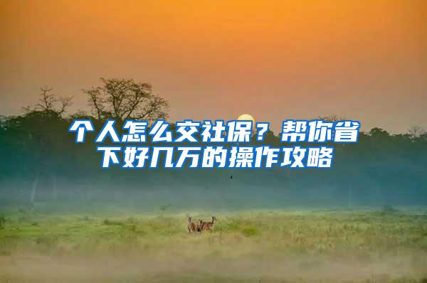个人怎么交社保？帮你省下好几万的操作攻略