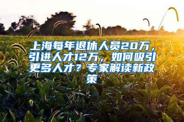 上海每年退休人员20万，引进人才12万，如何吸引更多人才？专家解读新政策