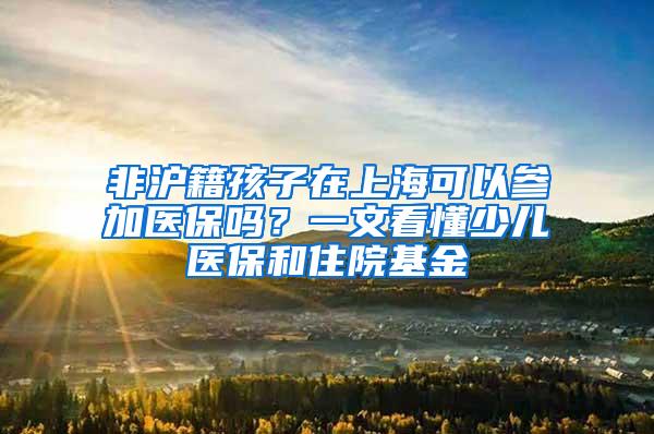 非沪籍孩子在上海可以参加医保吗？一文看懂少儿医保和住院基金