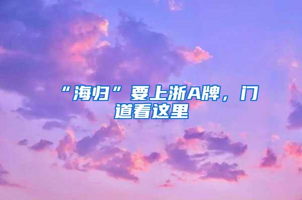 “海归”要上浙A牌，门道看这里
