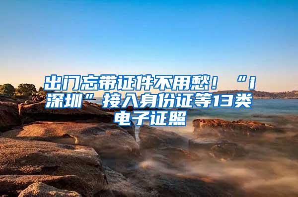出门忘带证件不用愁!“i深圳”接入身份证等13类电子证照