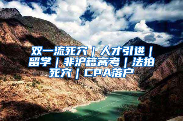 双一流死穴|人才引进|留学|非沪籍高考|法拍死穴|CPA落户