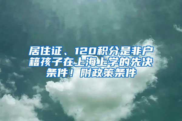 居住证、120积分是非户籍孩子在上海上学的先决条件！附政策条件