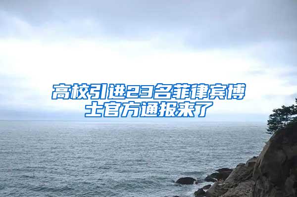 高校引进23名菲律宾博士官方通报来了