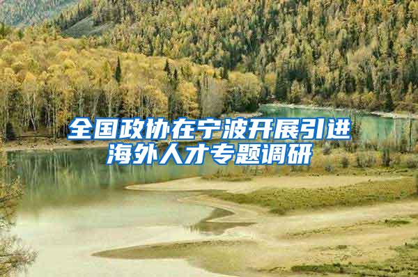 全国政协在宁波开展引进海外人才专题调研