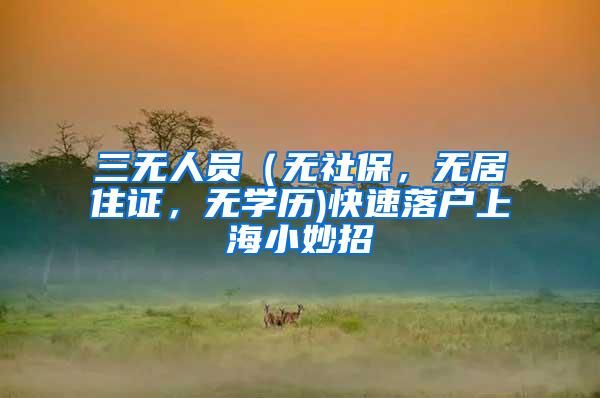 三无人员(无社保,无居住证,无学历)快速落户上海小妙招