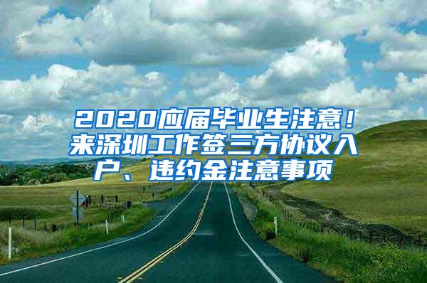 2020应届毕业生注意！来深圳工作签三方协议入户、违约金注意事项