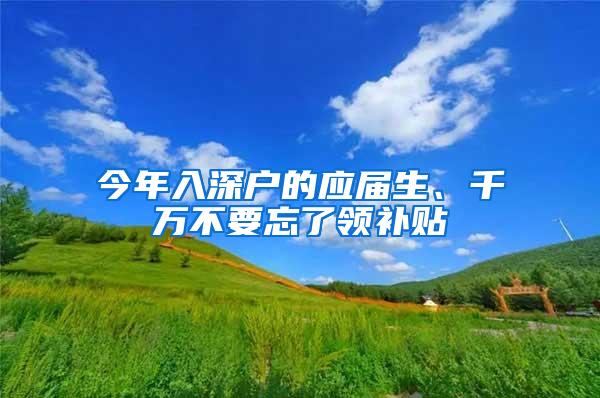 今年入深户的应届生、千万不要忘了领补贴