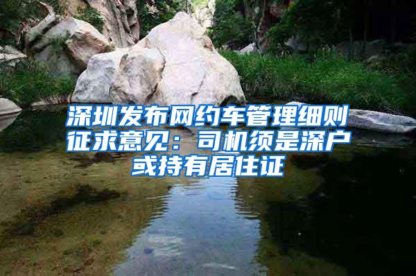 深圳发布网约车管理细则征求意见：司机须是深户或持有居住证