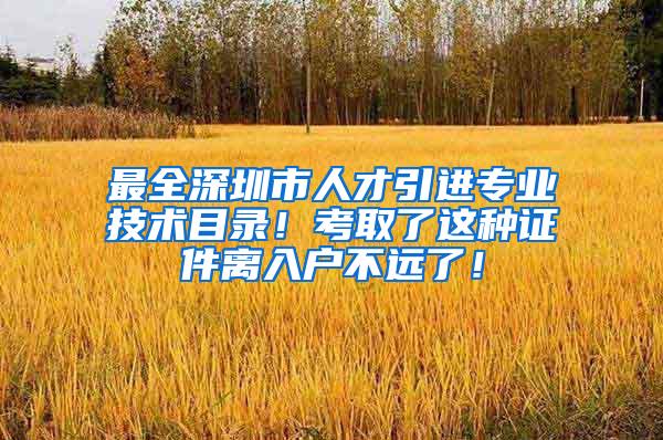 最全深圳市人才引进专业技术目录!考取了这种证件离入户不远了!