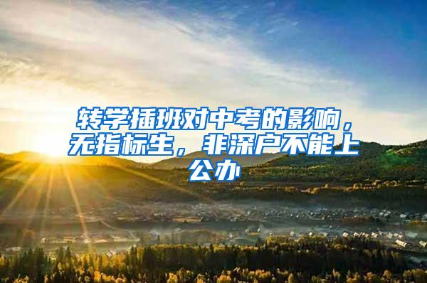 转学插班对中考的影响,无指标生,非深户不能上公办