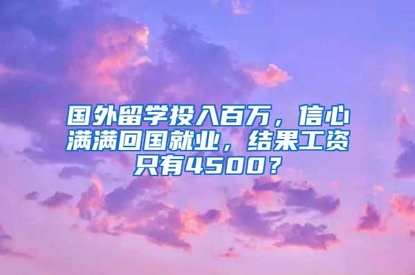 国外留学投入百万，信心满满回国就业，结果工资只有4500？