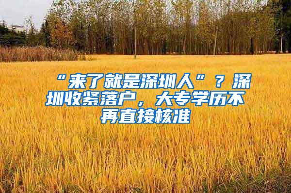 “来了就是深圳人”?深圳收紧落户,大专学历不再直接核准