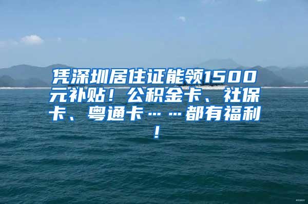 凭深圳居住证能领1500元补贴！公积金卡、社保卡、粤通卡……都有福利！