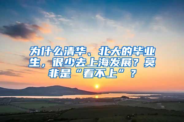 为什么清华、北大的毕业生，很少去上海发展？莫非是“看不上”？