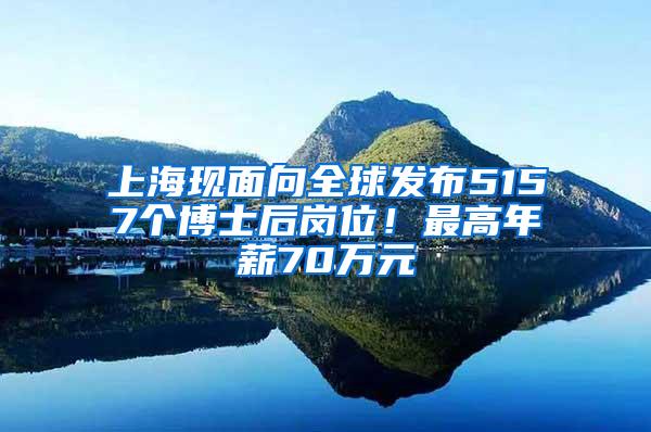 上海现面向全球发布5157个博士后岗位！最高年薪70万元
